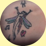 My fairy, accompanied by a heart, complete with stake through it.